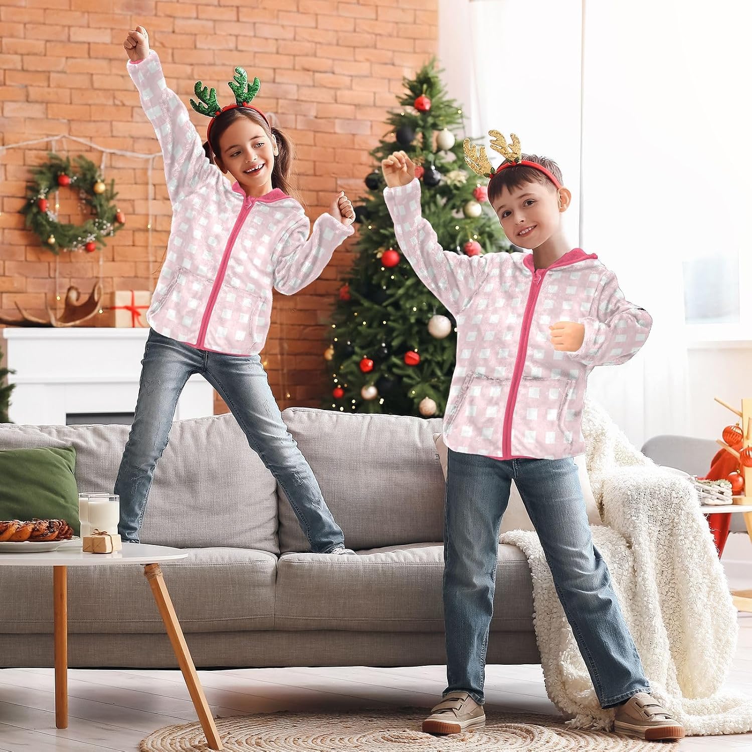 Pink Checkered Pattern Zip Up Jacket pink Trendy Baby Girls Clothes abrigos para ninas