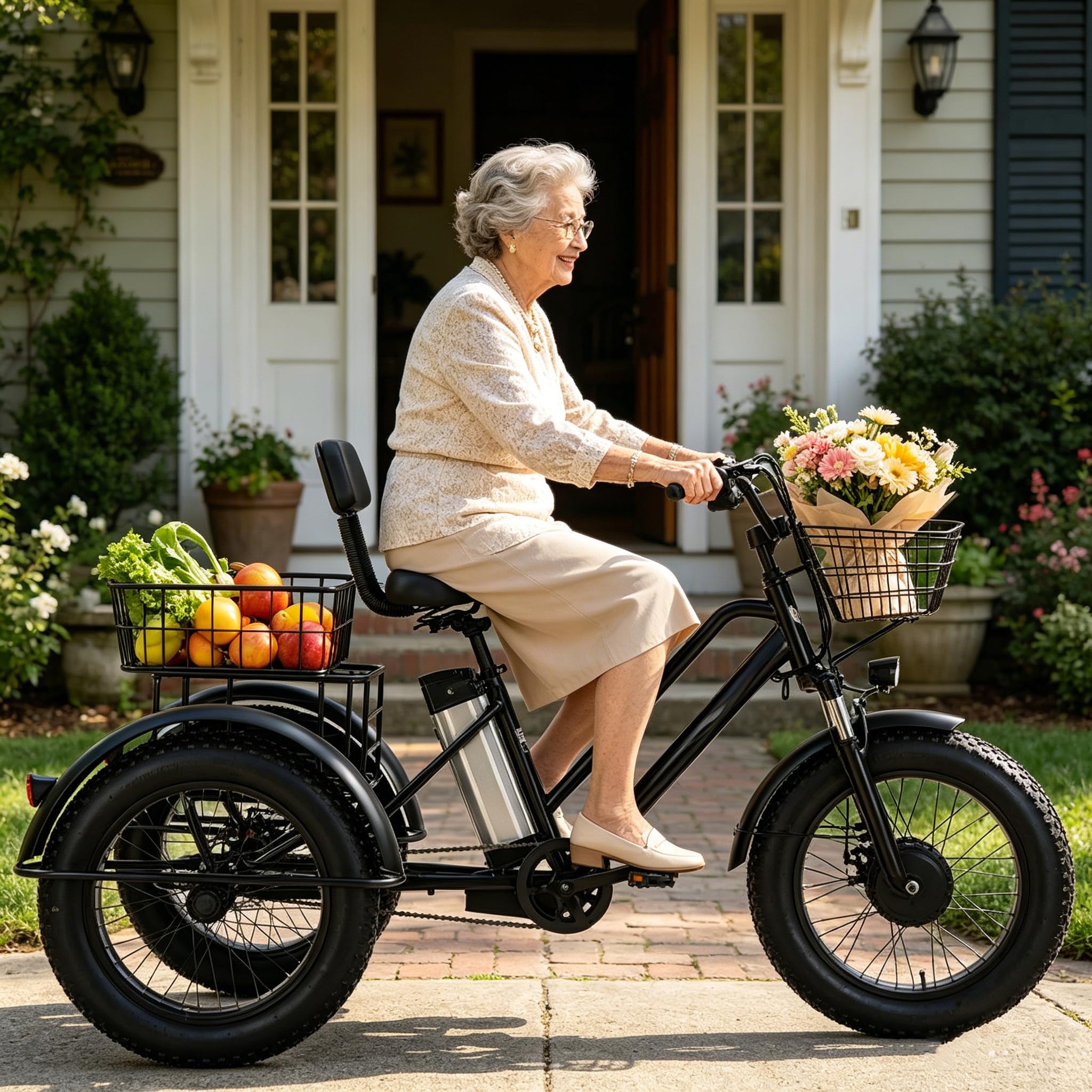 ZhouBSM Motor Adult Electric Trike, 500W 48V Electric Trike, 20" Fat Tire 3 Wheel Electric Bike with Removable Battery, Removable 48V/12Ah Battery - 35km Range, 200kg Maximum Load