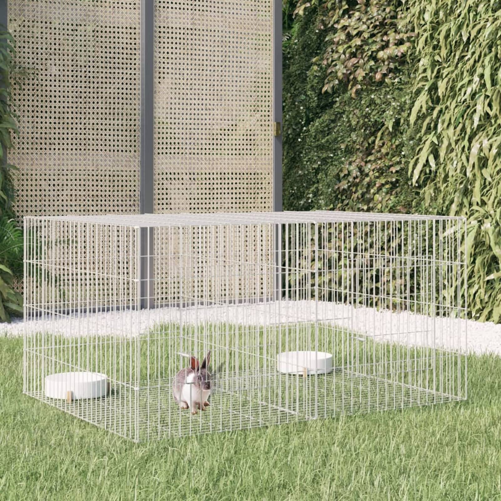 Jaula para Conejos 2 Paneles, ZEYUAN Jaula Cobaya, Corralito para Perros, Vallas para Perros, Valla para Mascotas, Recinto para Conejos, Hierro galvanizado 110x79x54 cm