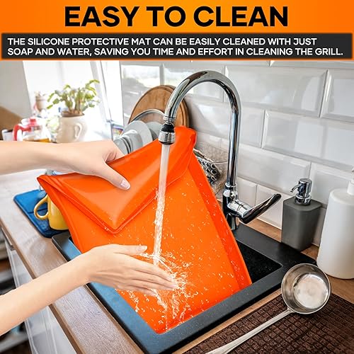 Miniatura 6 de AUXTUR Alfombrilla de silicona para plancha, cubierta de silicona para parrilla, cubierta resistente de grado alimenticio, cubierta protectora de