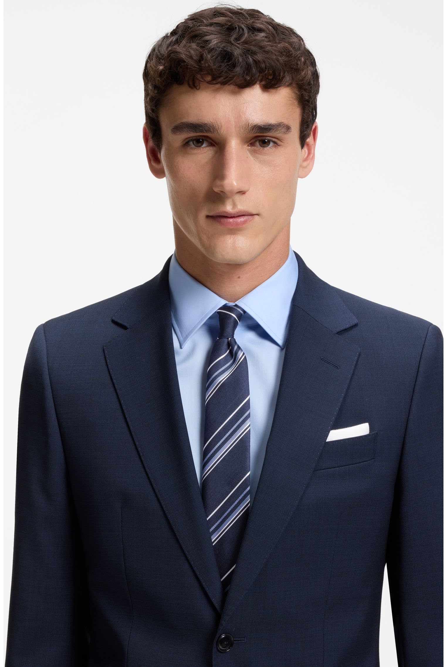 BOSS Krawatte Aus Seiden-mix Mit Jacquard-struktur Und Diagonalen Streifen