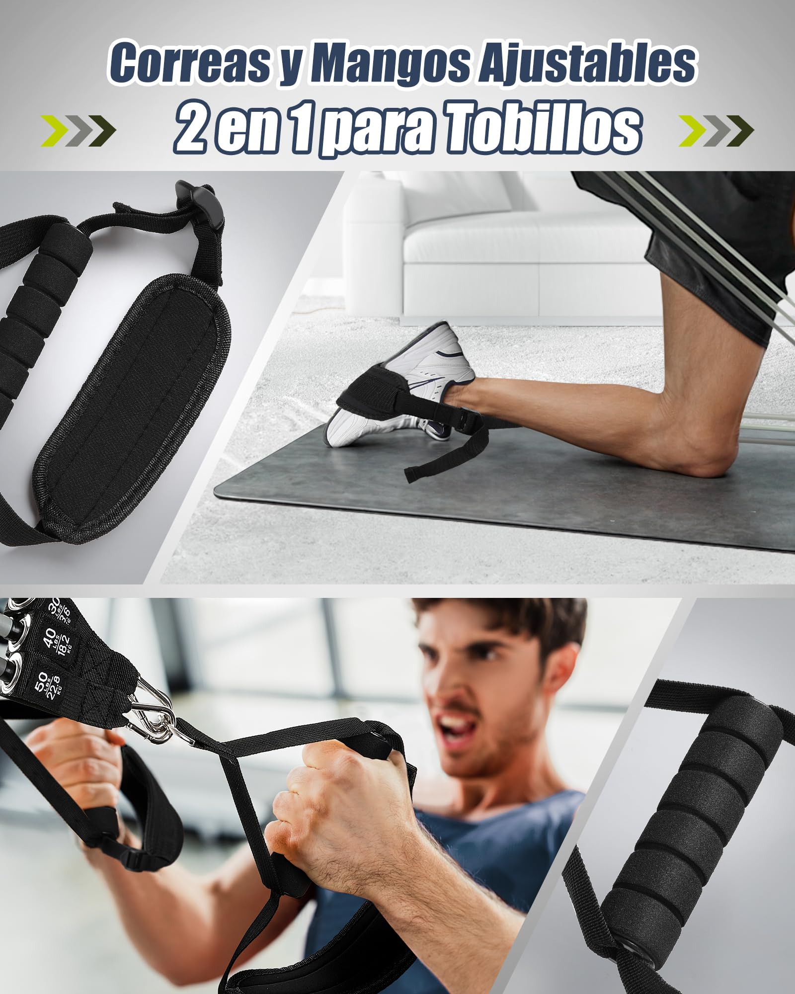 ALongSong Barra de Pilates para Casa con 6 Bandas y Vídeos (30/40/50Lbs) | Barra de Pilates de Hierro, Incluye Instrucciones en Vídeo, Jercicios para Entrenamiento en Casa, Yoga y Fitness