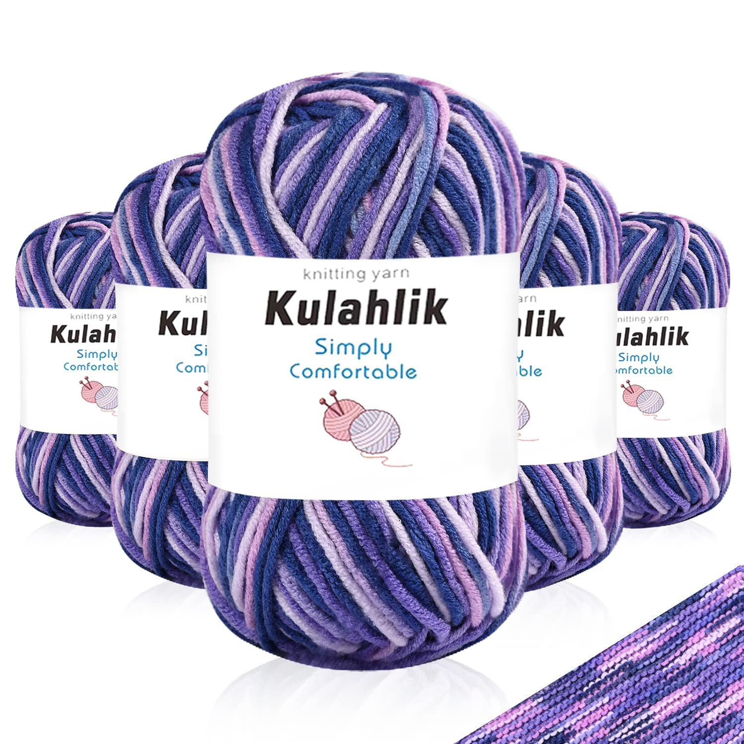 250g(5x50g) Acrylic Yarn for Crochet/Knitting, Colorful Gradient Yarn Thread, 5 Rolls Skeins, Perfect for Any Knitting Crochet and Crafts Mini Project — view 34