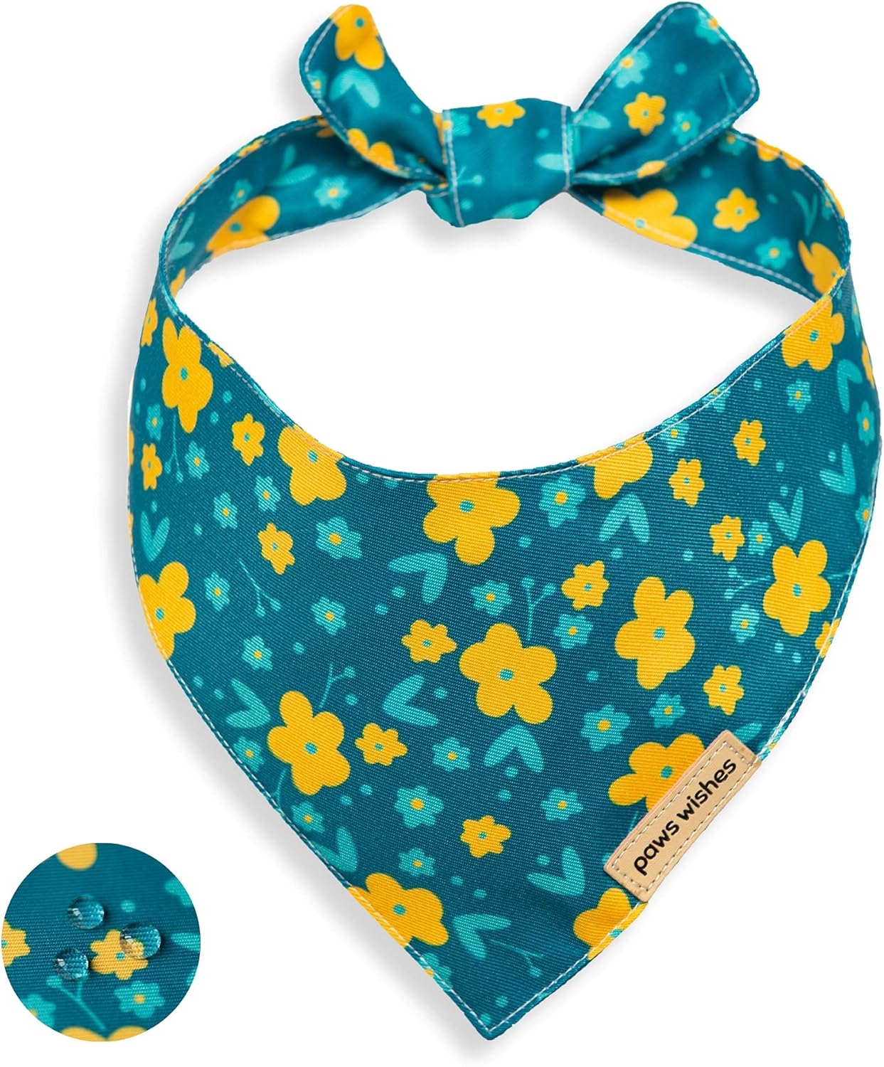 Dog Bandanas 2 Pack, Pet Friendly Shape, Water and Wrinkle Resistant, Set Glacier Wlidflower and Ice, Adjustable Dog Scarfs for Medium Boy Girl Dogs