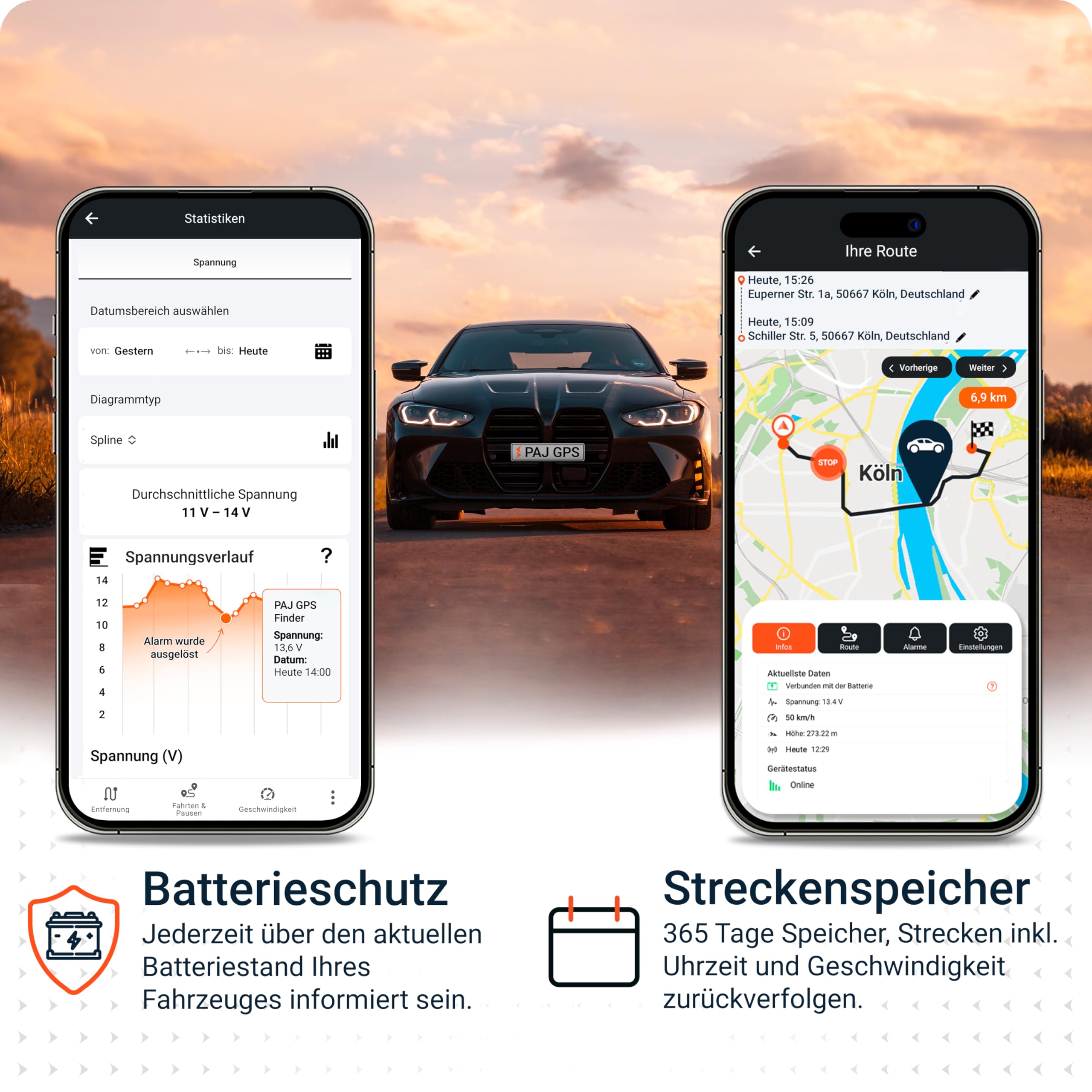 4G Motorrad und Fahrzeug GPS Tracker, Vehicle Finder 2.0 von PAJ GPS, Direktanschluss 9-75 V, Live-Ortung per App, 365 Tage Streckenspeicher, Alarmmeldungen direkt auf Ihr Handy