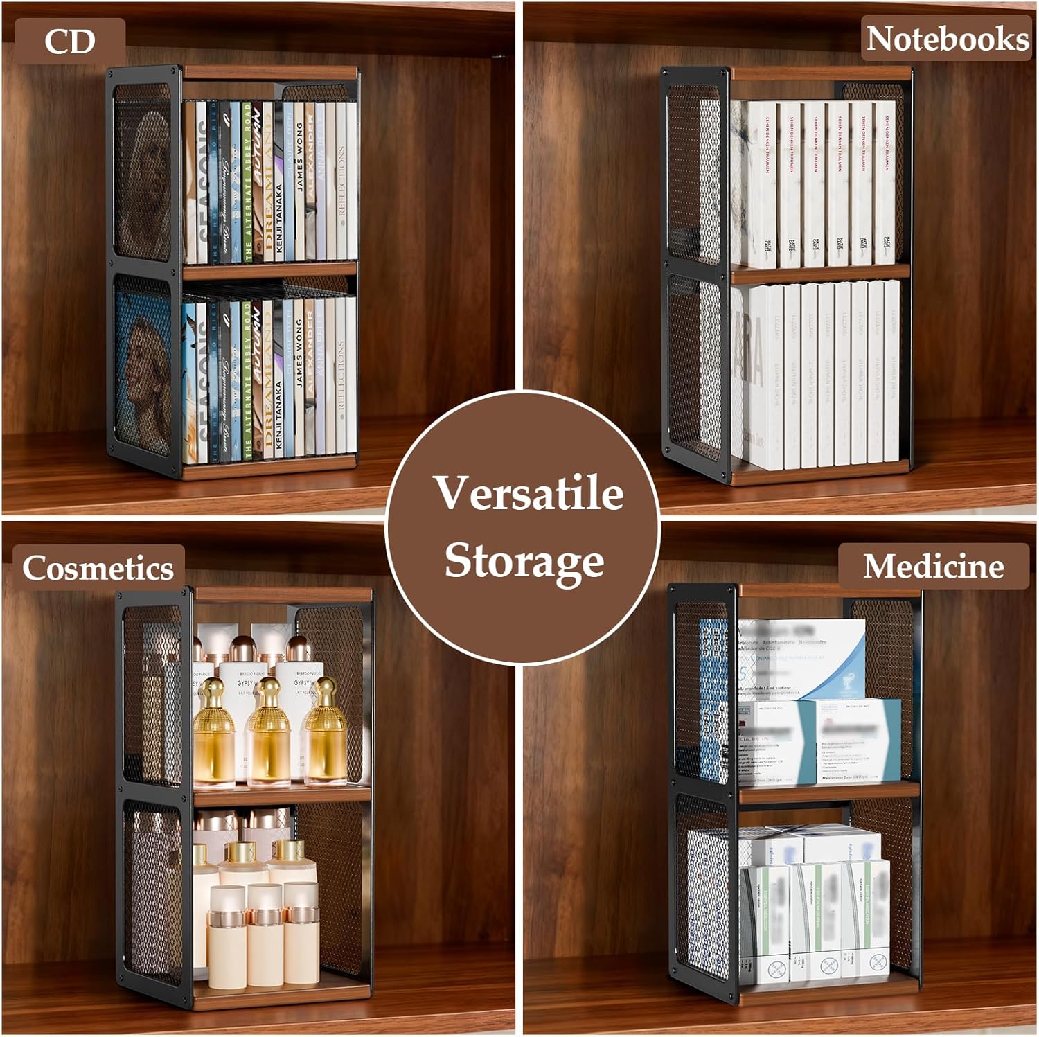 QILICHZ CD Storage Holder,CD Rack Organizer,Wood CD Display,Hold 32 Cases,CD Display Storage Cube for Cassette,Tape, CDs,Video Game Cases in Home Office