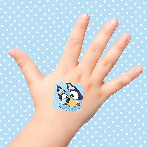 Miniatura 6 de Bluey - Vendajes para niños, 3 tamaños surtidos de 100 unidades, para llevar como calcomanías, vendajes adhesivos flexibles para cortes menores,
