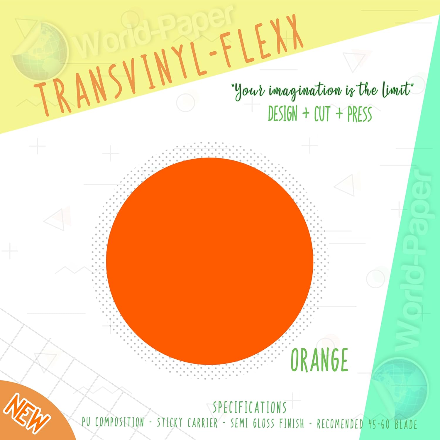 Heat Transfer Vinyl Press HTV 10" x 5 Yards. (Orange)