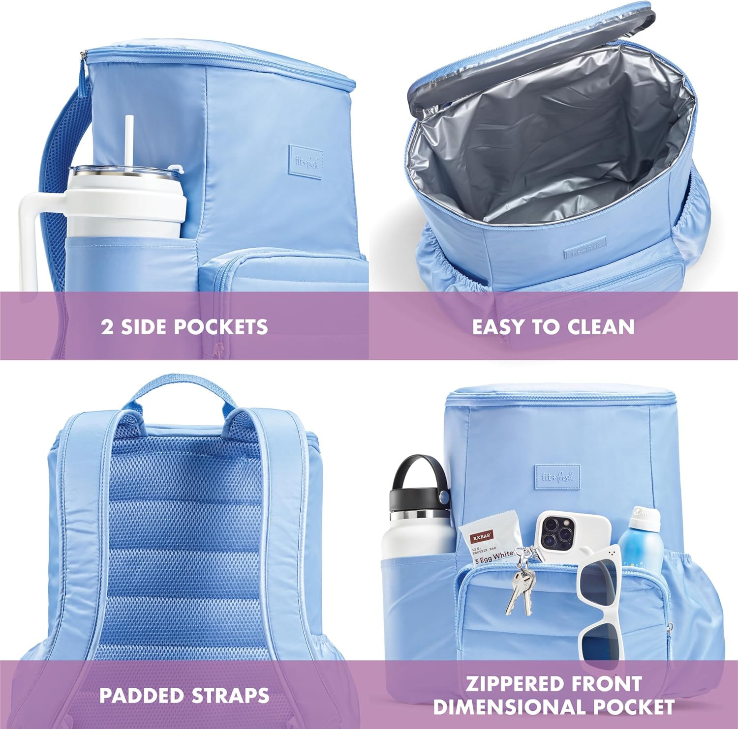 Fit & Fresh Insulated Backpack Soft Cooler – Leak-Resistant Beach & Travel Bag for Women, 24 Can Capacity Picnic & Cooler Bag