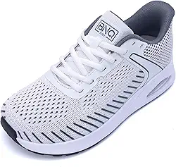 Tênis feminino de caminhada com bico largo, tênis de corrida, academia, atlético, para fascite plantar, alívio da dor nos pés, 36-42, Branco, cinza, 10.5 Wide