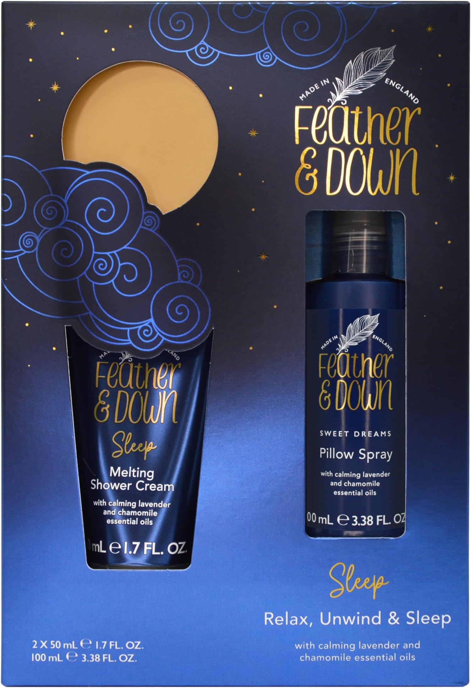 Sweet Dream Relax and Unwind Gift Set (100ml Pillow Spray & 125ml Body Lotion) - With Calming Lavender & Chamomile Essential Oils.