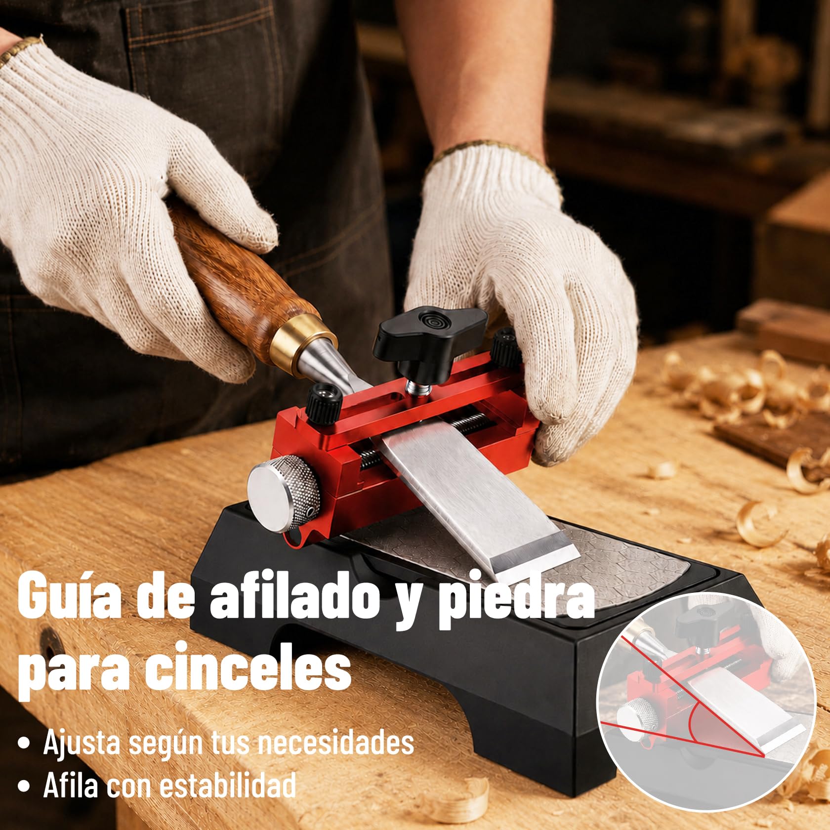 Pindex Guía de Afilado y Piedra Diamantada para Cinceles y Avione Hogar DIY