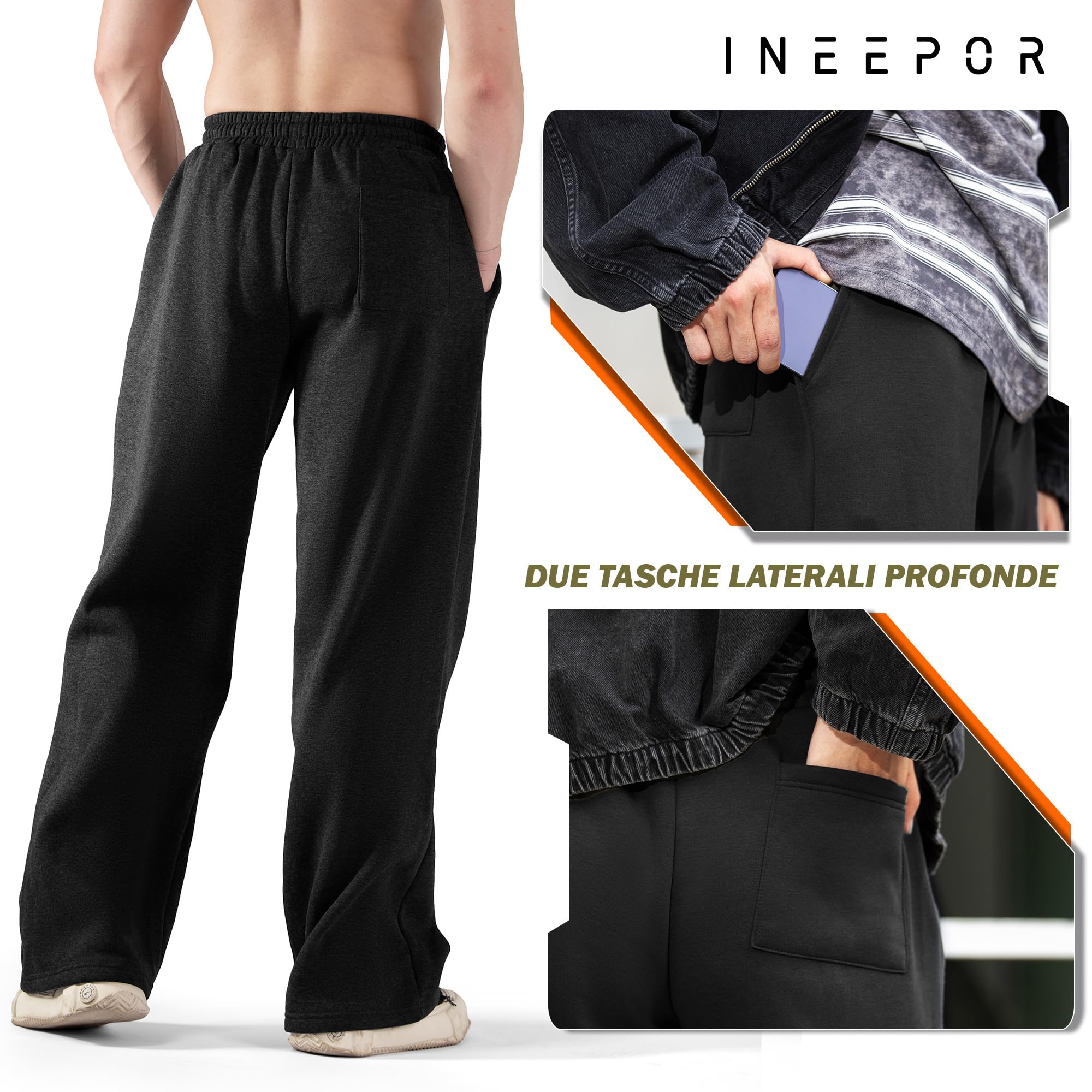 ineepor Pantaloni Tuta Uomo Invernali Baggy Felpati Pile Caldi Gamba Larga