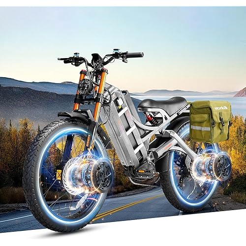 eAhora 2025 Lastest Romeo Pro 3 50MPH Electric Bike for Adults, 5600W Dual Motor, 60V 80AH 250Miles Long Range Ebike, 26" *4.0 Fat Tire Electric Mountain Bike Full Suspension Off-Road E-Bike, UL2849