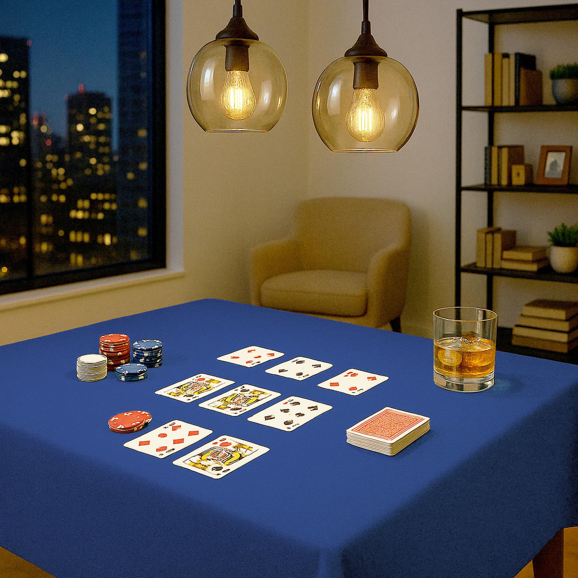 Byour3 - Tapis de Poker Bleu - pour Table Carrée ou Rectangulaire Tournoi Burraco Cartes de Poker Housse de Table Protecteur Table Bleu pour Jeux de Société Jeux de Noël (12 Places 250x145cm)
