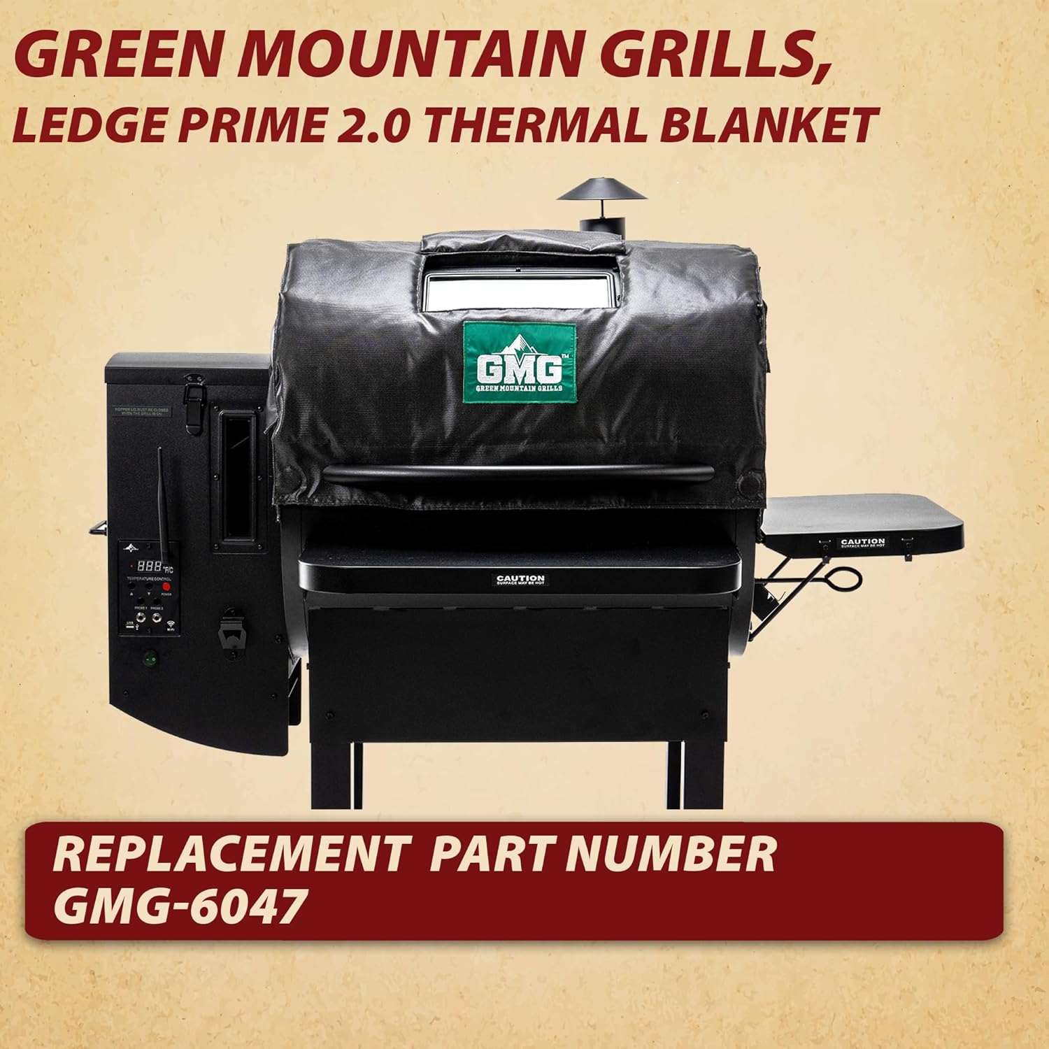 Green Mountain Grills, GMG-6047 Ledge Prime 2.0 Pellet Grill Smoker Thermal Blanket Cover, OEM