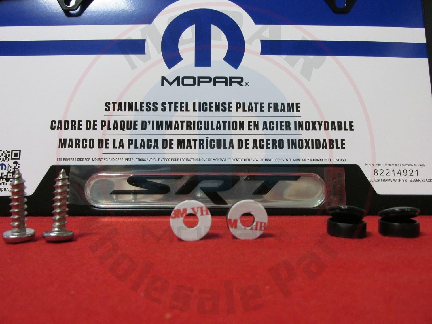 Mopar Satin Black SRT Logo License Plate Frame - 82214921