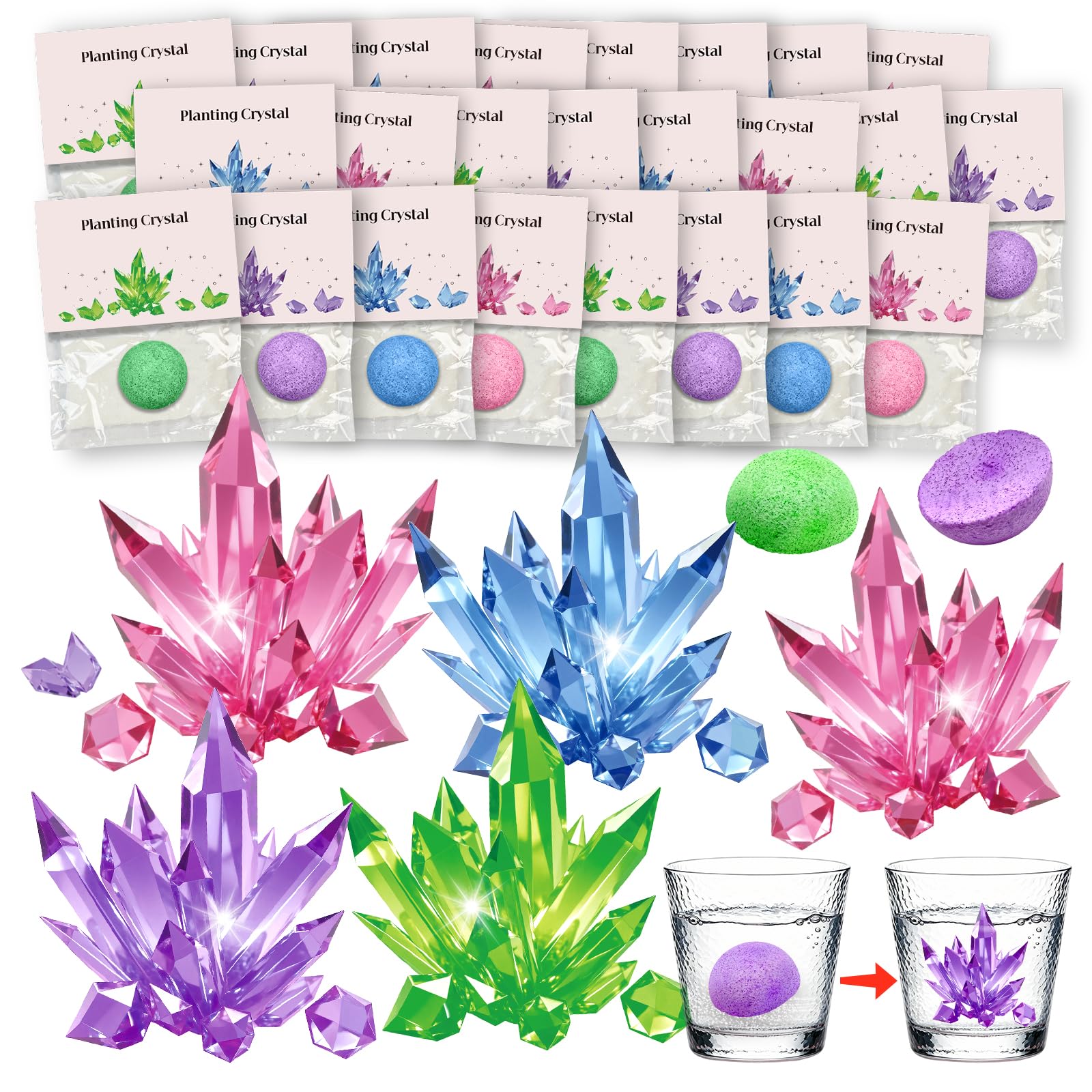 Photo 1 of 24 Pack Crystal Growing Kit Science Party Favors for Kids STEM Science Experiment Bulk Classroom Prizes Goodie Bag Stuffers Birthday Return Gifts for 4-6 8-12 Boys and Girls (24Pcs, One Size)