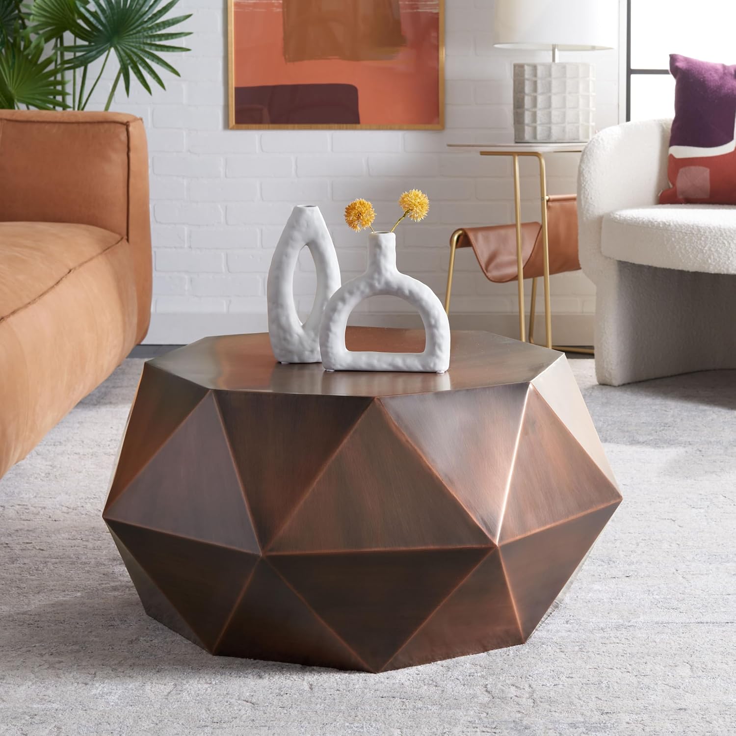 Safavieh Home Collection Astrid Geometric Copper Faceted Coffee Table
