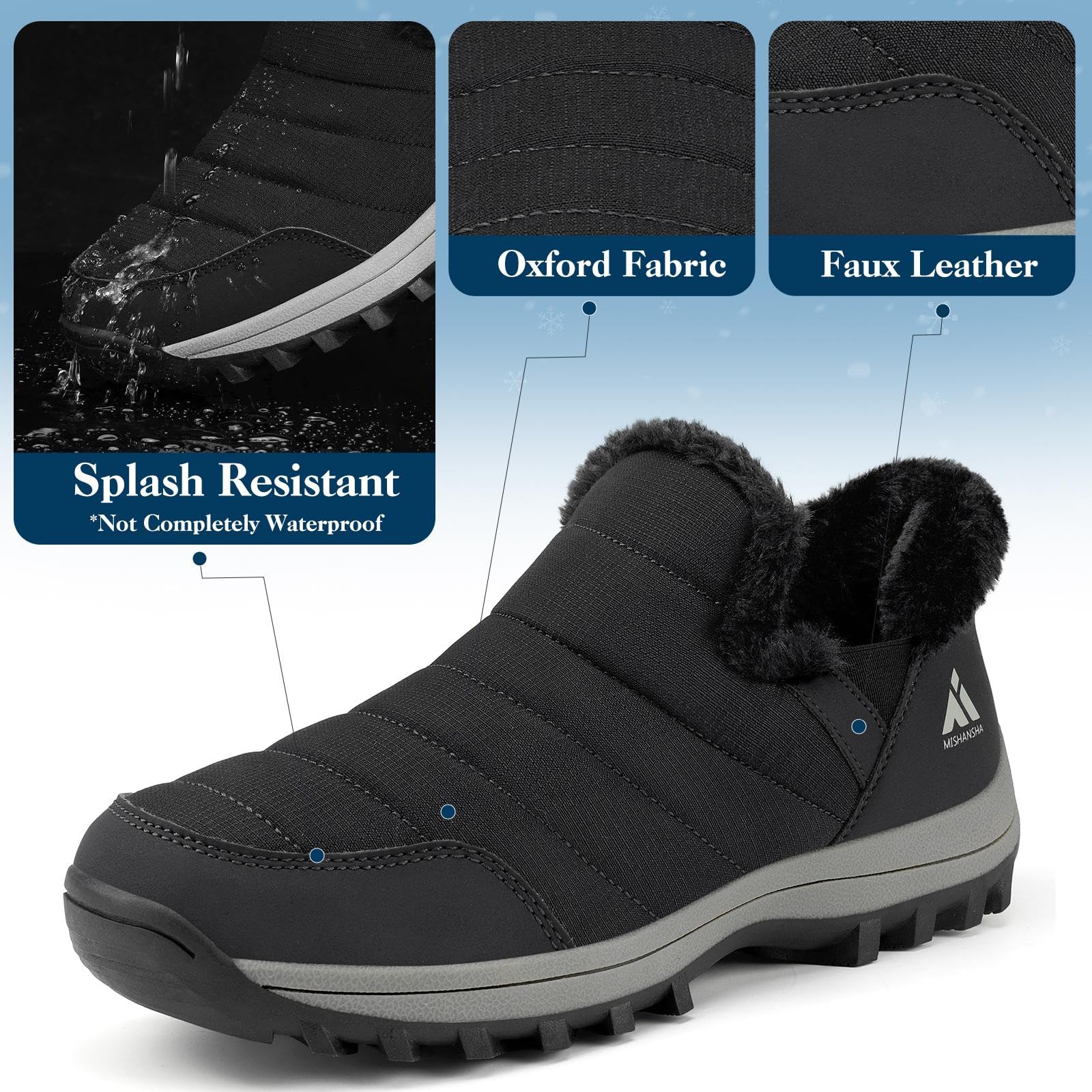 Mishansha Scarpe Invernali da Donna Foderate Antiscivolo Stivali da Neve, Taglie 36-42