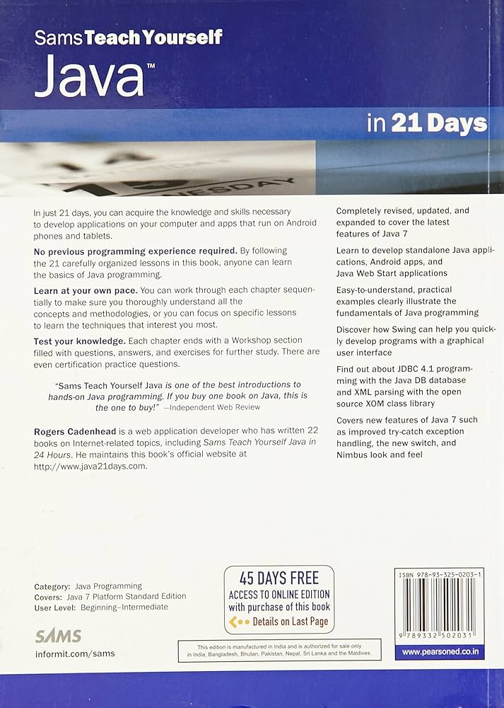 Amazon.co.jp: Sams Teach Yourself Java In 21 Days (Covering Java 7
