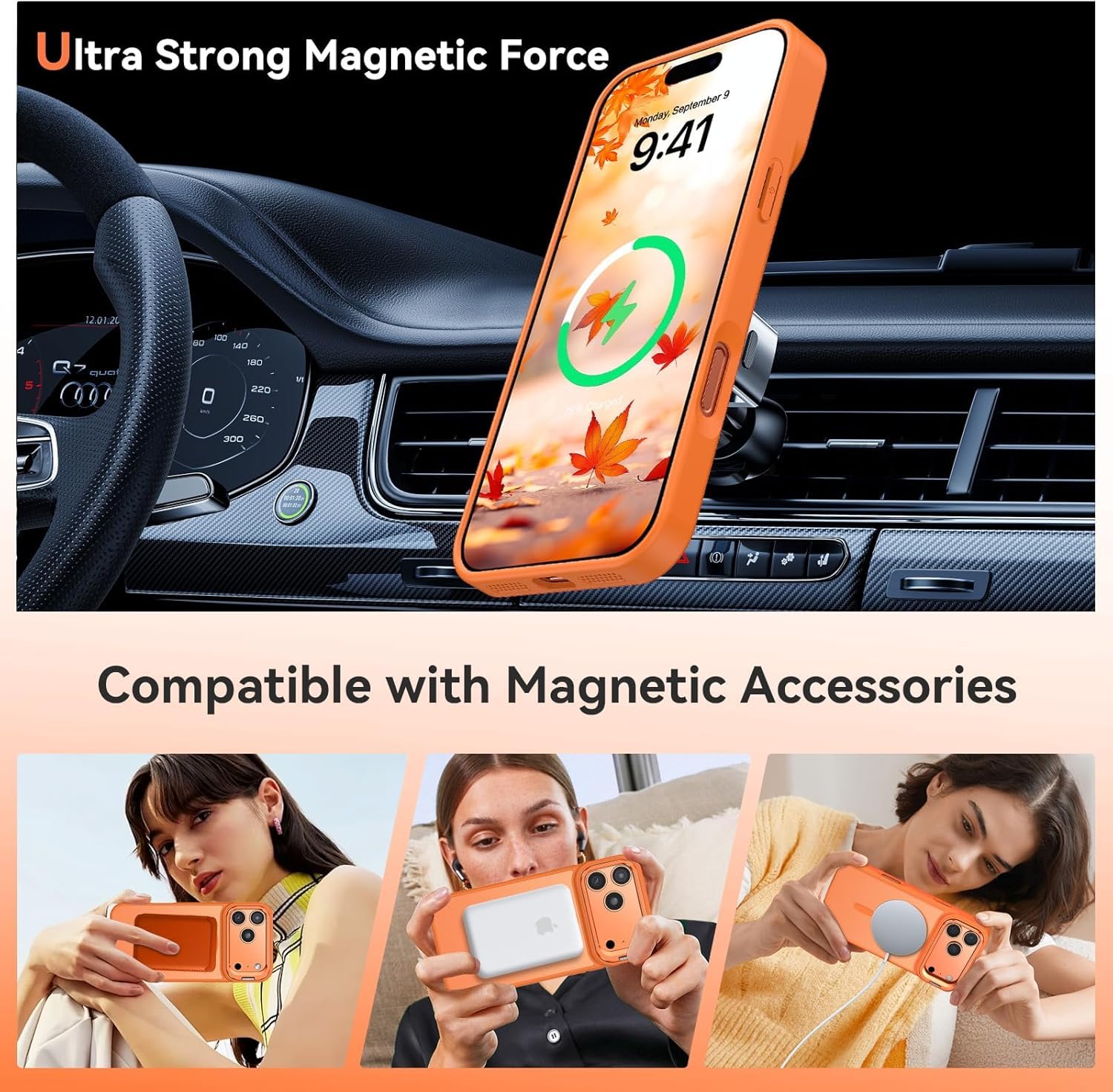 Elzzi Kickstand Case for iPhone 18 Pro Max/iPhone 17 Pro Max Case MagSafe Compatible, Builtin Adjustable Camera Stand, Translucent Matte AntiFingerprint Heavy Duty Shockproof Cover, Cosmic Orange — Amazon image 9