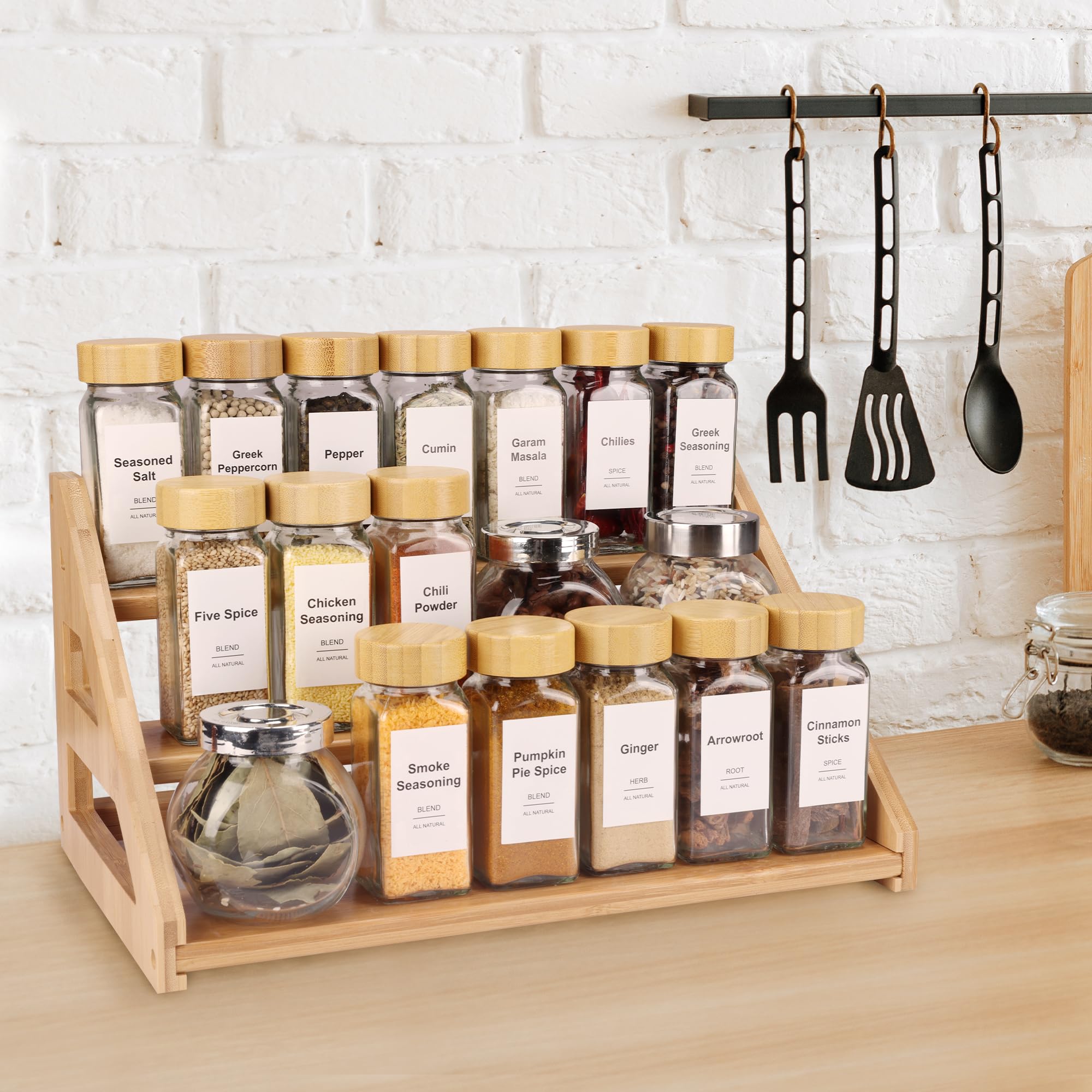 Spice Rack Organizer For Cabinet Tier Bamboo Spice Rack