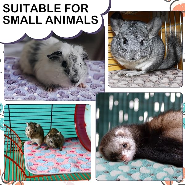 Namalu 4 Couvertures pour Cochon d'Inde en Polaire Lavables Imperméables Doublures pour Cage Absorbantes Tapis de Couchage Réutilisable pour Animaux de Compagnie (Motif de Coeur, 30 x 30 cm) - 5