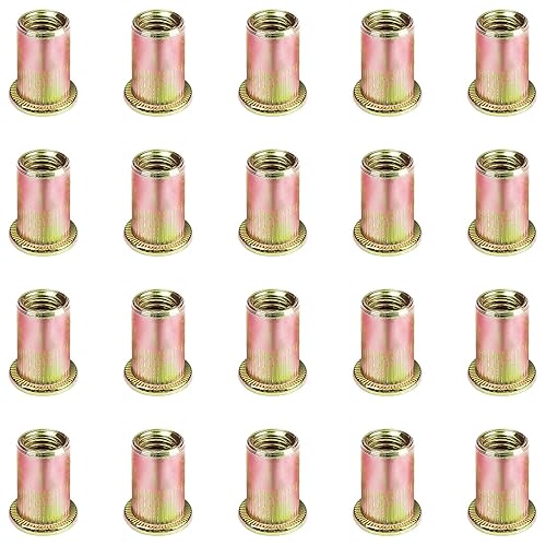 Miniatura 1 de Tkiaea Tuercas de remache, 516 ''-18UNC 50 piezas de acero al carbono chapado en zinc cabeza plana remaches insertos Nutsert remaches