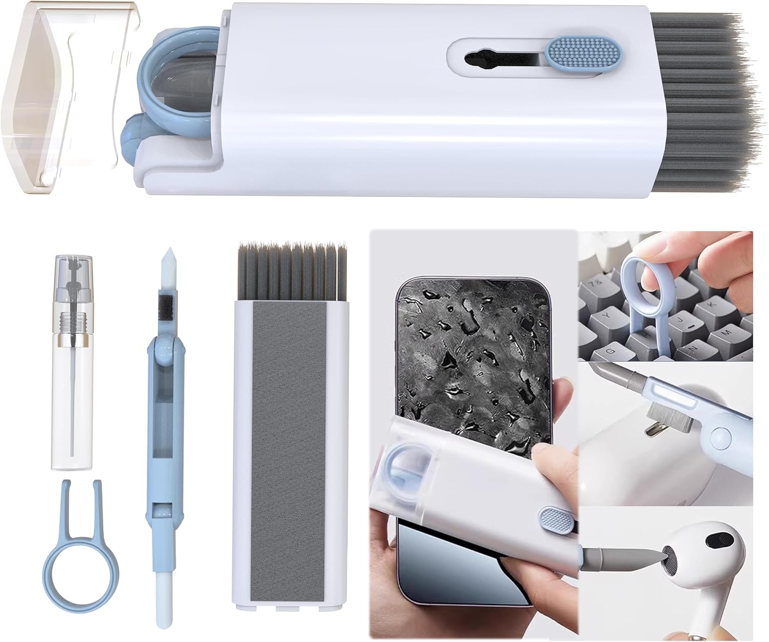 Multi-Functional Electronic Cleaning kit for Keyboards, laptops, Cellphone, Earbuds, Camera Monitor and Screens, All in 1 Cleaning Brush Tool and Screen Cleaner. Multi-Functional Electronic Cleaning kit for Keyboards, laptops, Cellphone, Earbuds, Camera Monitor and Screens, All in 1 Cleaning Brush Tool and Screen Cleaner.