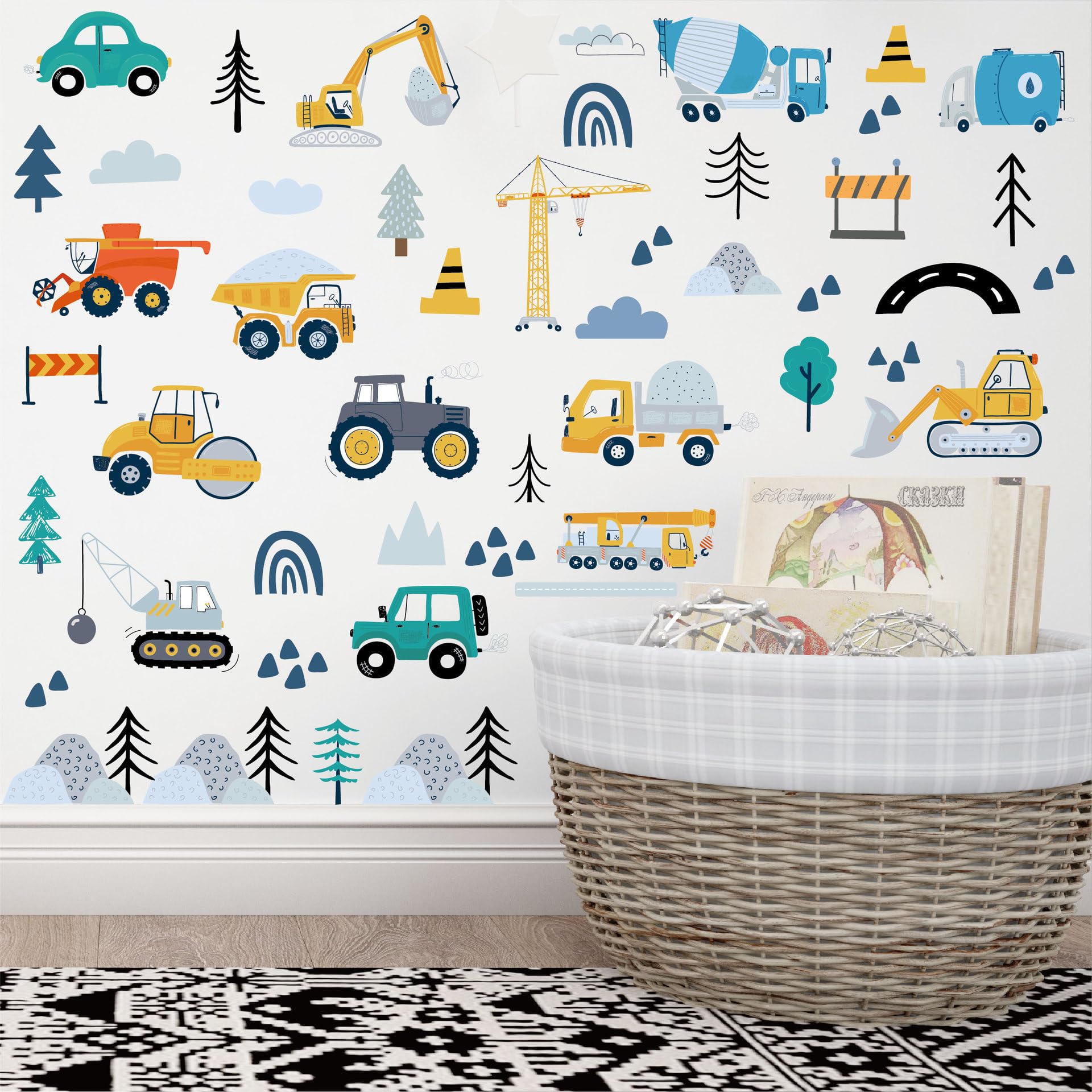6 Sheet Bohemia Wall Sticker Transportation Wall Decal for Bedroom Living Room Classroom, Playroom Decor Removable Wall Stickers