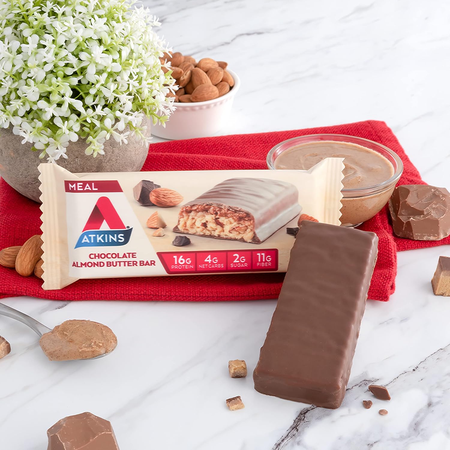 Buy Atkins Chocolate Almond Butter Protein Meal Bar, Keto Friendly, 5 Count Online at Lowest