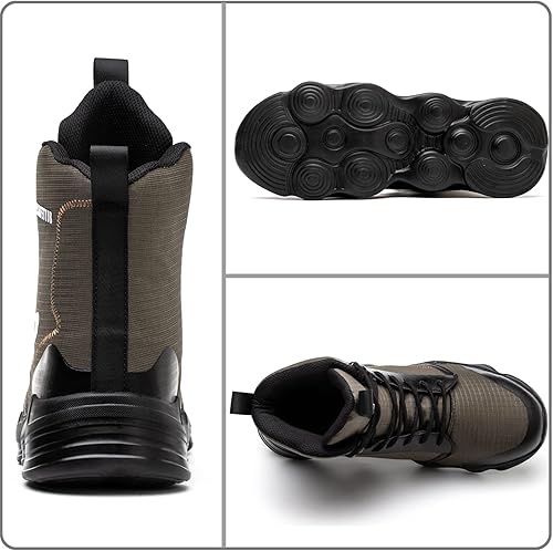 Miniatura 4 de Nutropa Botas de punta de acero para hombres y mujeres, zapatos ligeros de trabajo y seguridad, protección al aire libre, calzado a prueba de