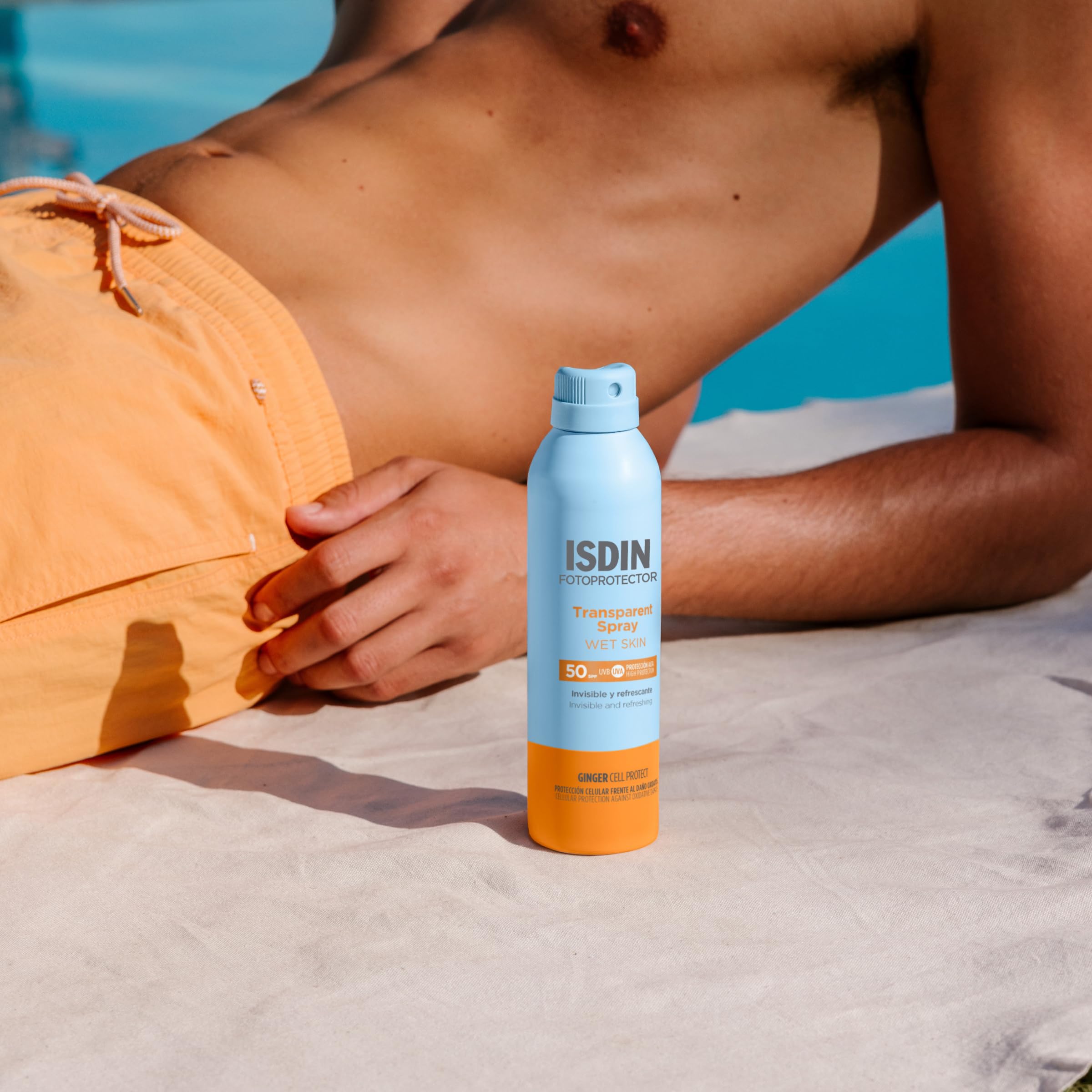Fotoprotección Isdin DE Fotoprotector Wet Skin Transparent Spray LSF 50 (250ml) Wasserfest und Wet Skin unsichtbarer und leichter Lichtschutz