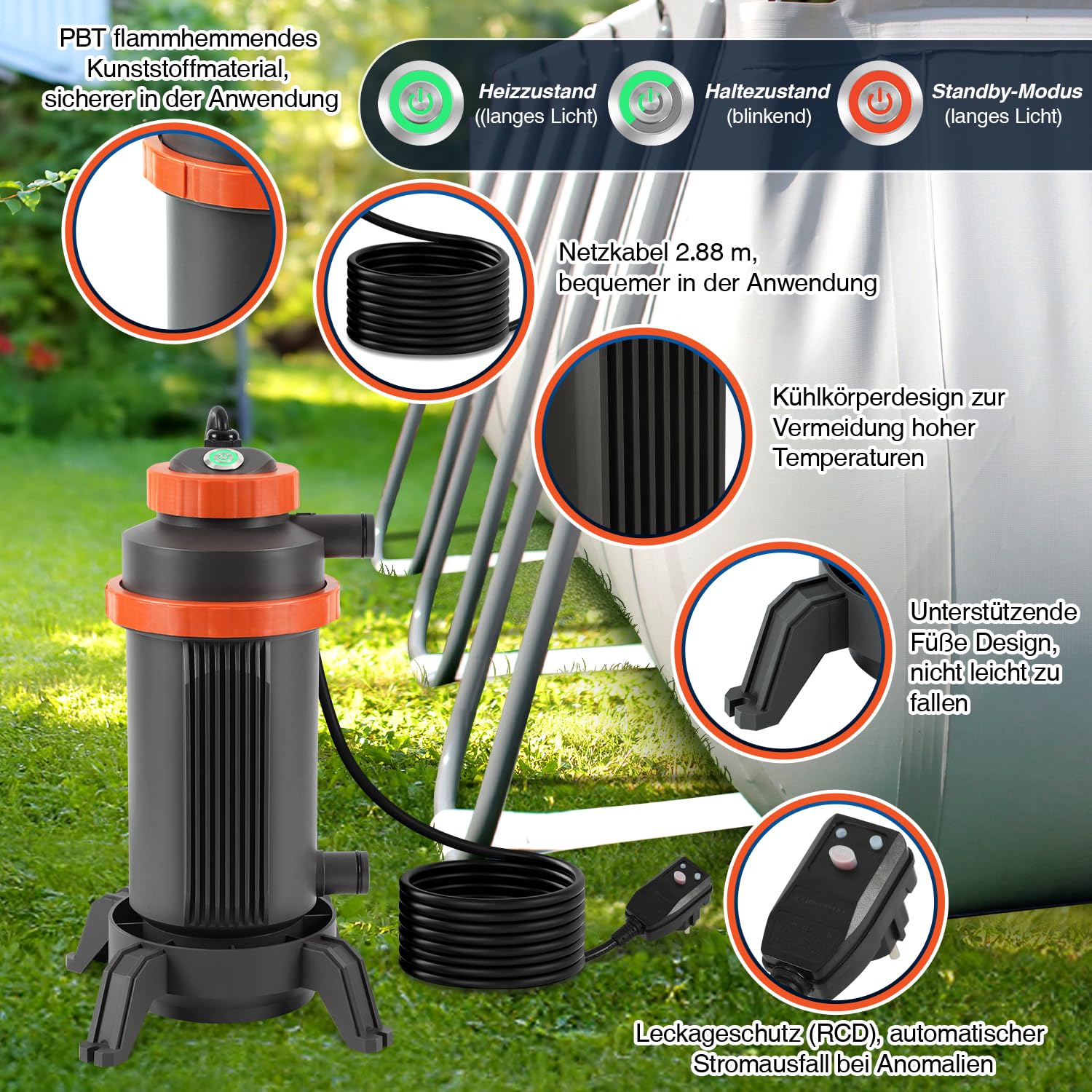 Jayseuw Zwembadverwarming, 29 X 42 Cm, Elektrisch Voor De Jayseuw Zwembadverwarming, 29 X 42 Cm, Elektrisch Voor De
