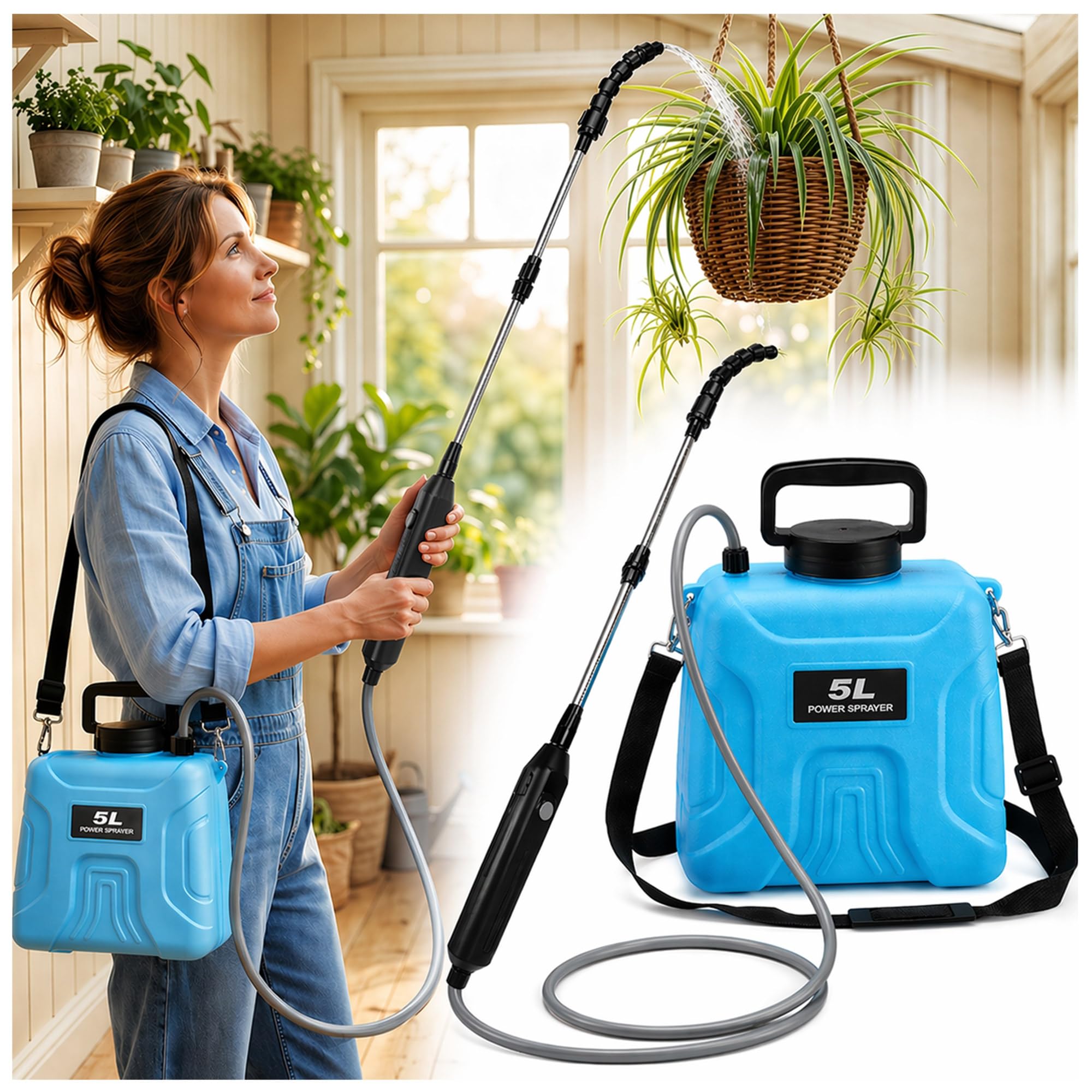 Photo 1 of High Reach Plant Waterer with Spray Can Electric Water Sprayer