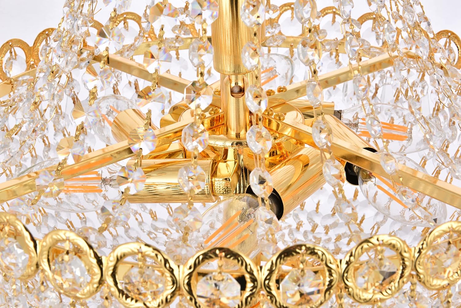 Elegant Lighting Royal Cut Clear Crystal Century 8-Light, Two-Tier Crystal Chandelier, Finished in Chrome with Clear Crystals, Chrome Finish with Clear Crystals