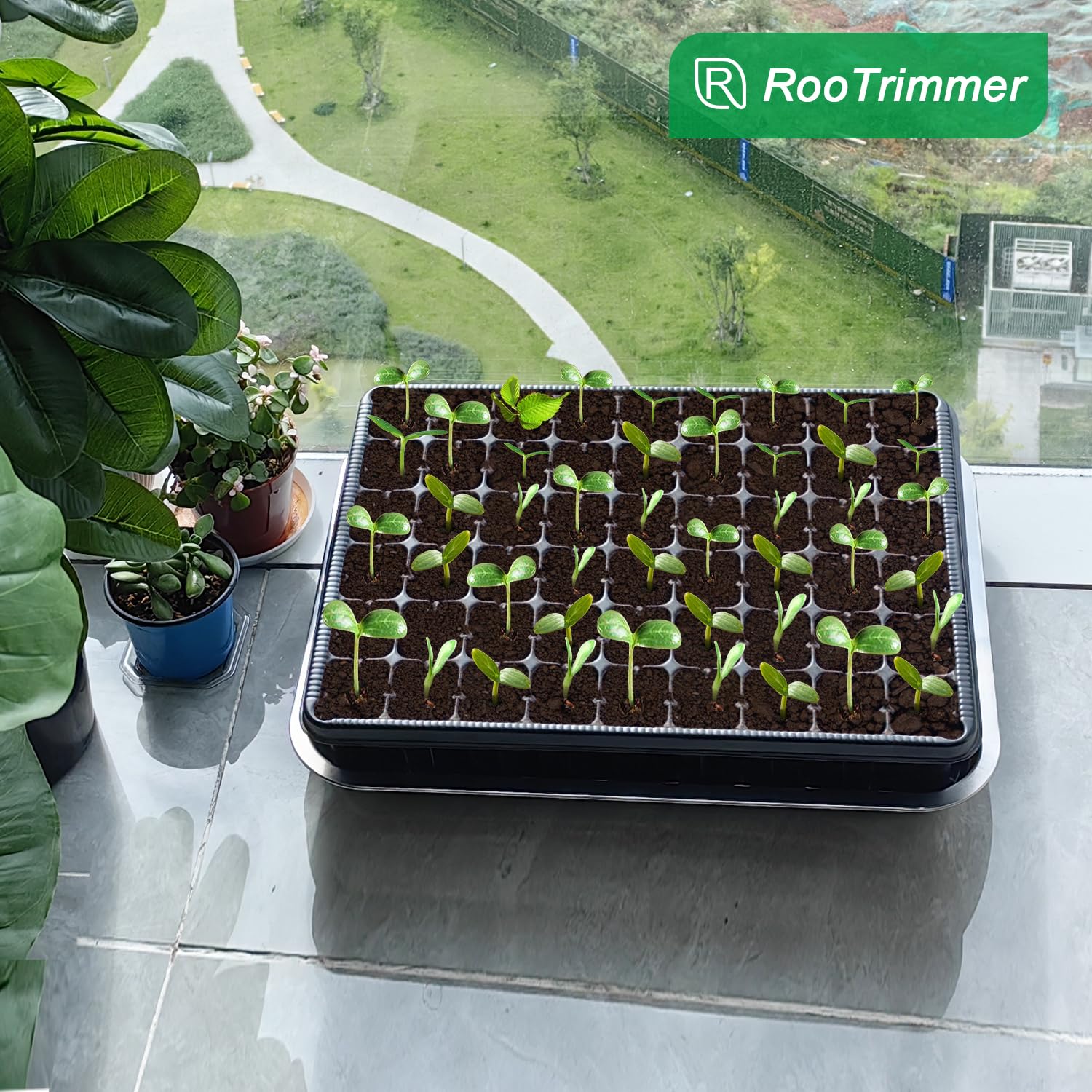 RooTrimmer 54 tace startowe na nasiona, 7 cm głęboka taca na sadzonkę na 1015, super grube tace wielokrotnego użytku do łatwego przesadzania (28 cm × 14,15 cm, 5-pak)