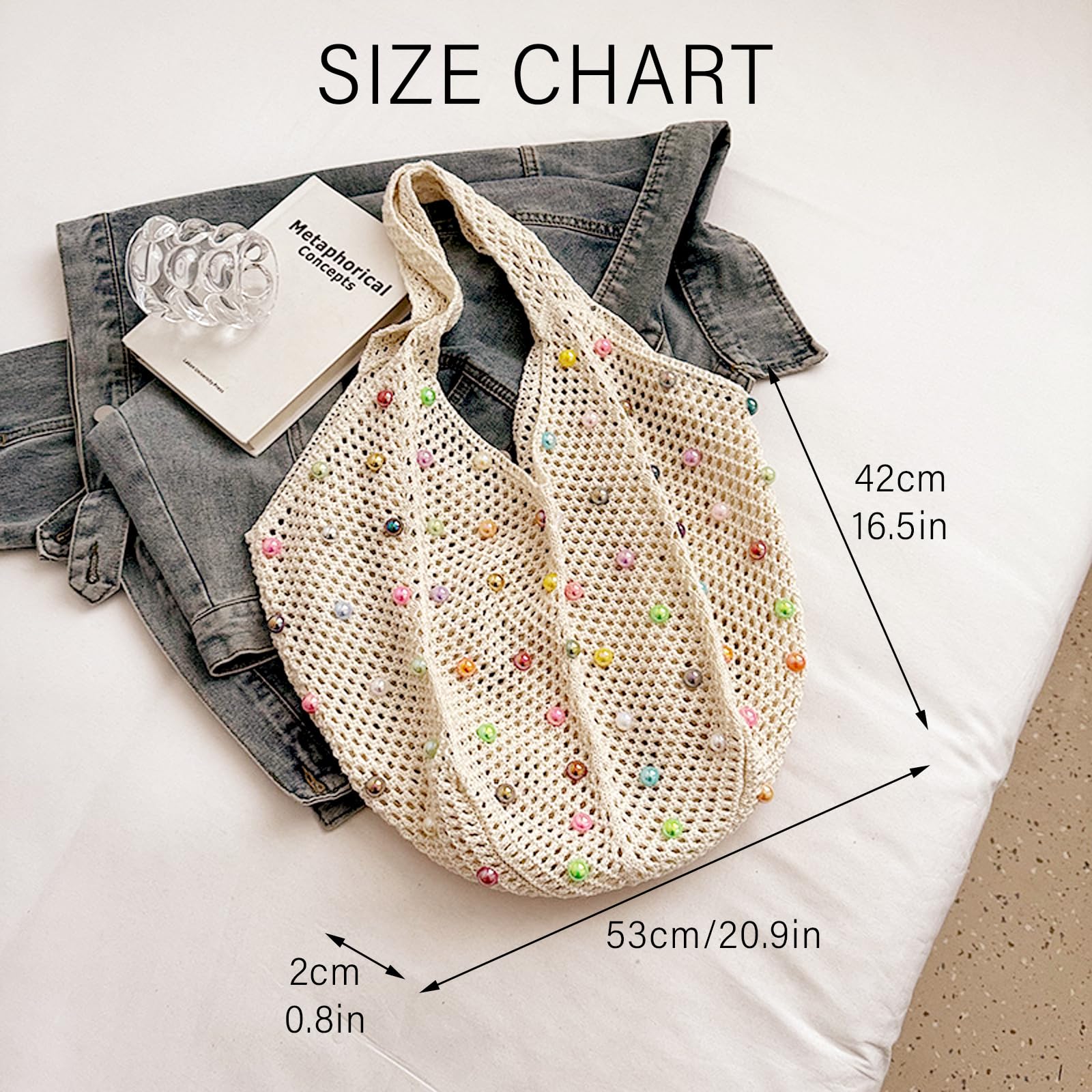 Bolso de Playa para Mujer, Bolsa de Playa para Mujer, Bolso de Hombro de Malla Estética, Grande Bolsos de Hombro Tejido, Bolsos de Playa de Malla para Fiestas en la Playa Viajes Compras