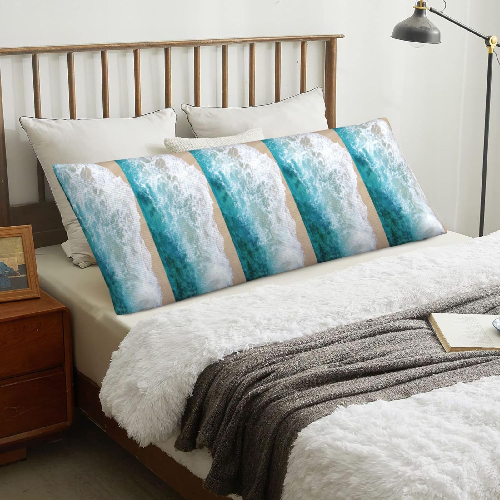 Beautiful Ocean Waves, Body Pillow Cover with Zipper,Long Body Pillowcase 20 x 60 in