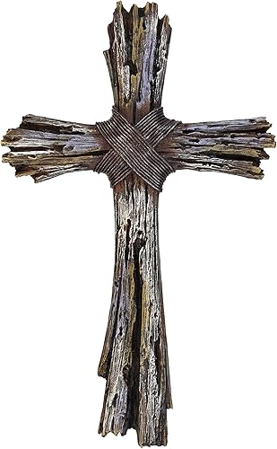 Cruz de pared de madera flotante decorativa rústica, madera envejecida, resistente arte de Jesús