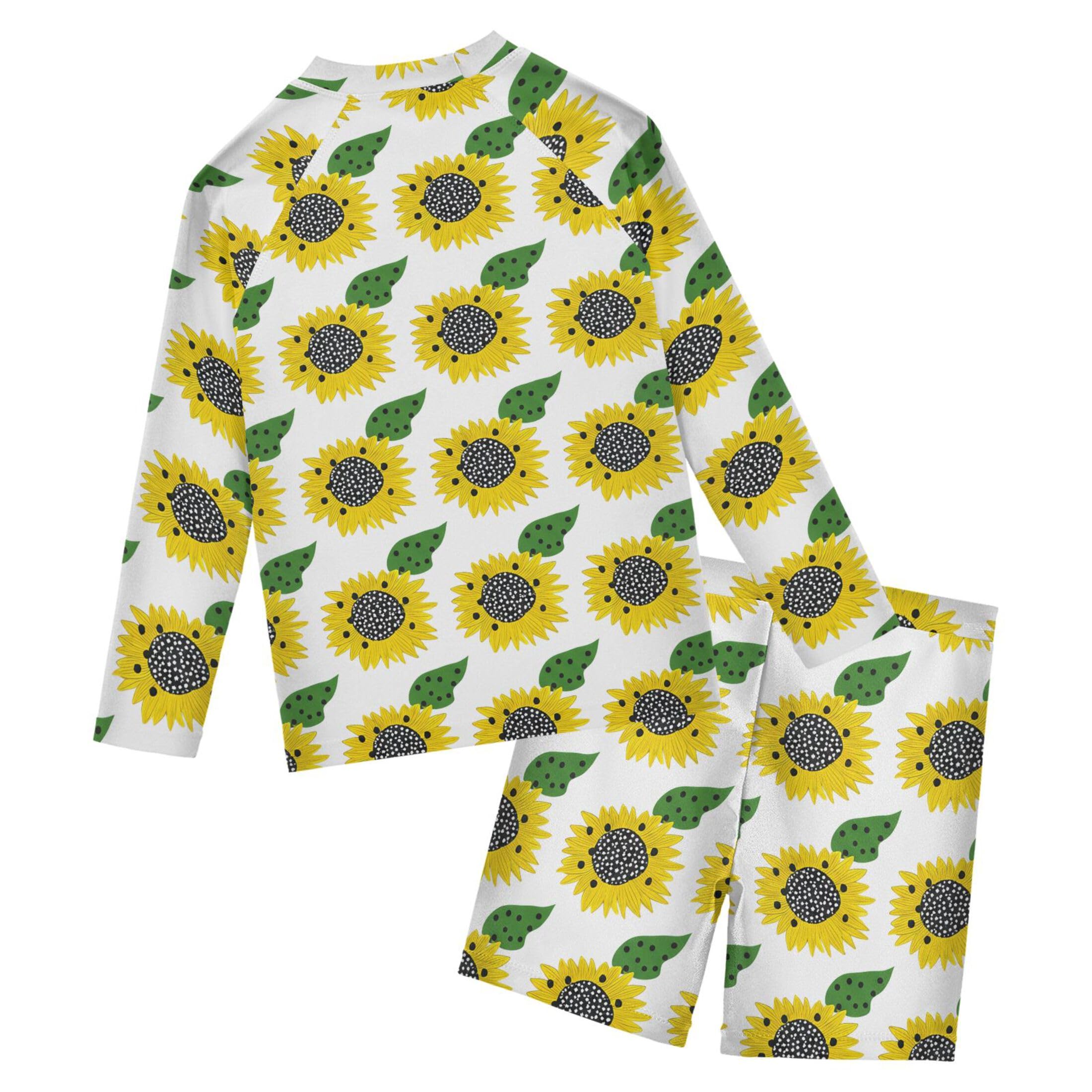 Sunflower Flower Baby Boys' Toddler Long Sleeved Rashguard Swim Bathing Suit Set B0404510