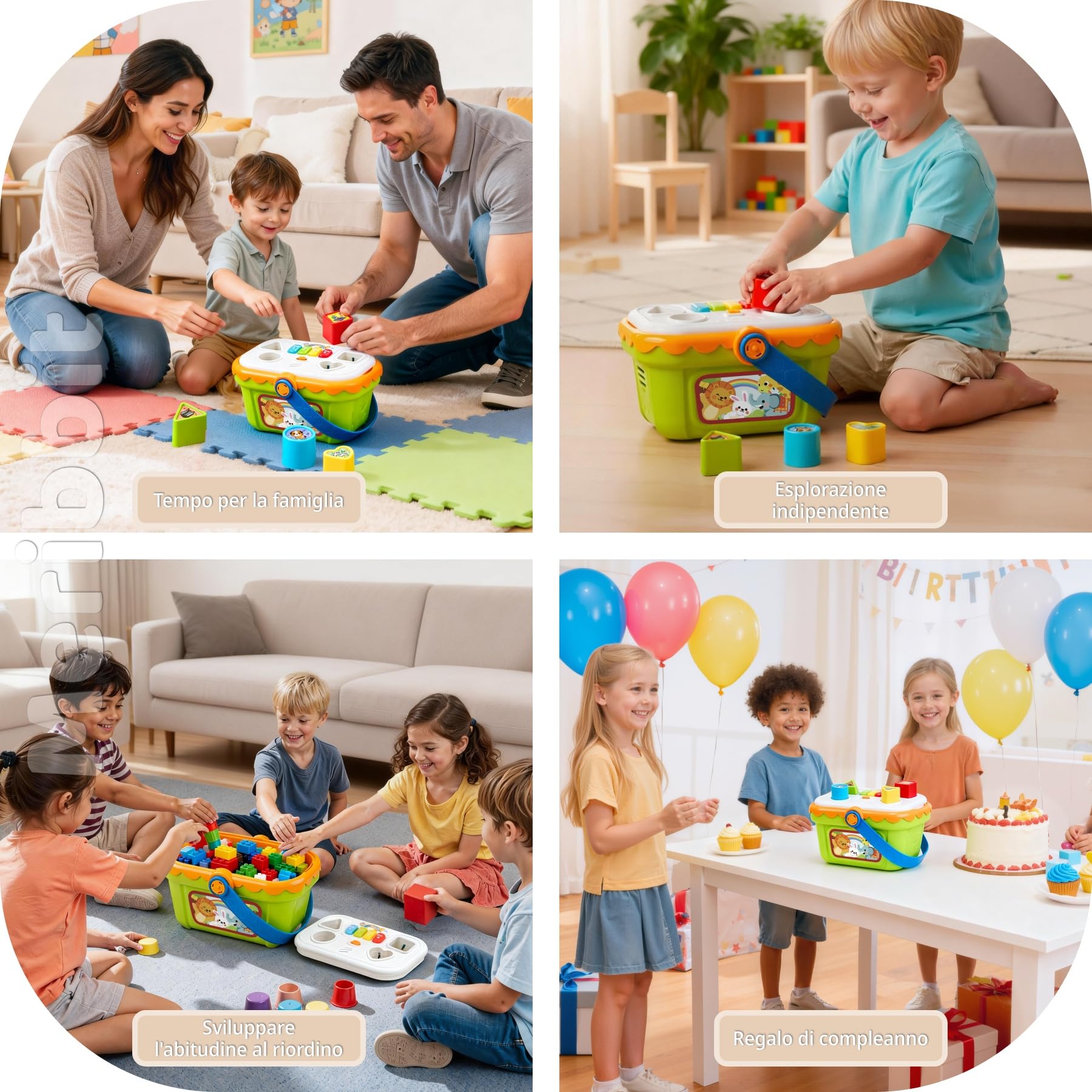 Giocattoli Sensoriali, Scatola Musicale con Forme da Incastro per Bambini 1-3 Anni, Giochi Educativi per 2 Anni con Luci e Pianoforte, Regalo per 1 2 3 Anni