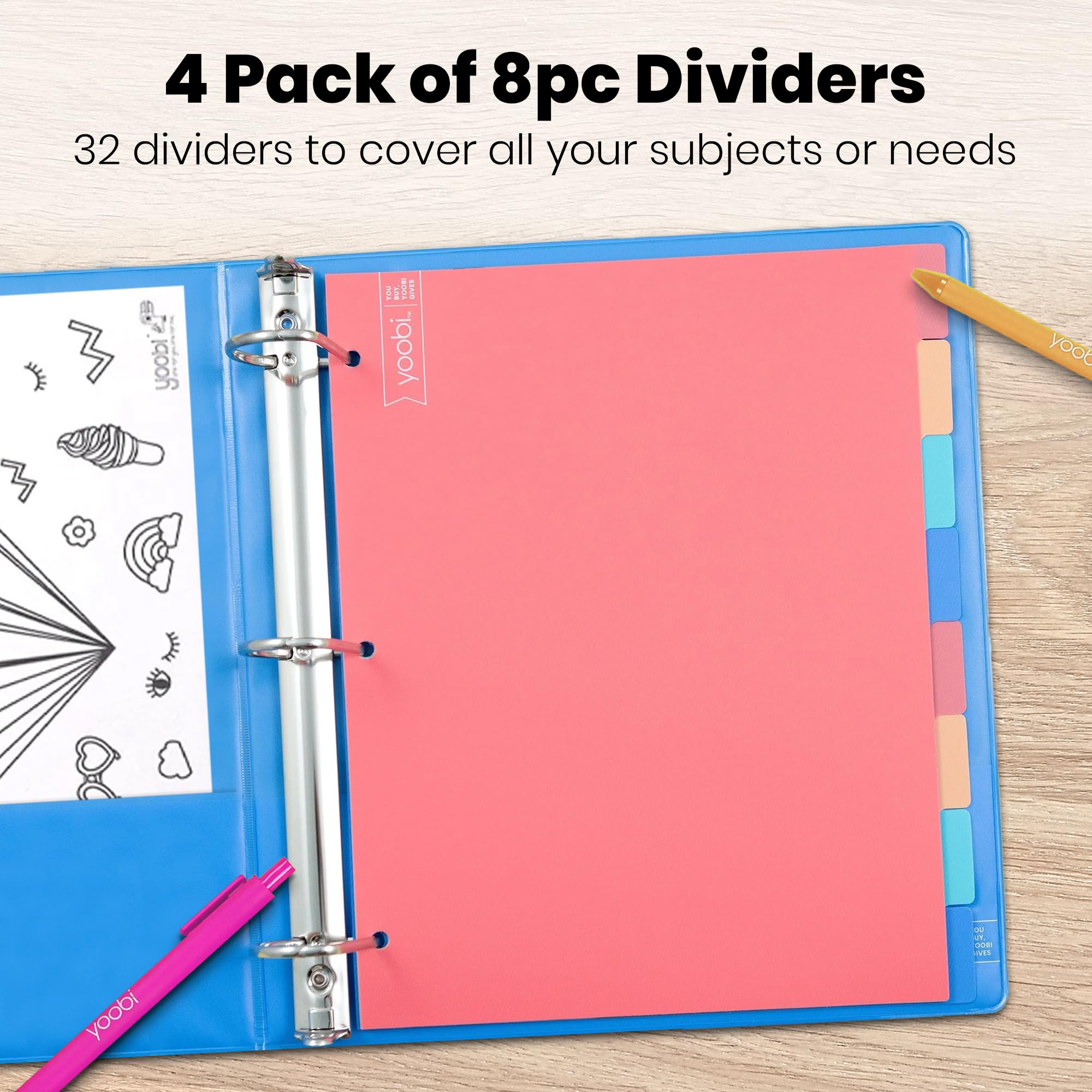 Index Pockets Divider For 3 Ring Binders, 3-Hole Plastics Sheets