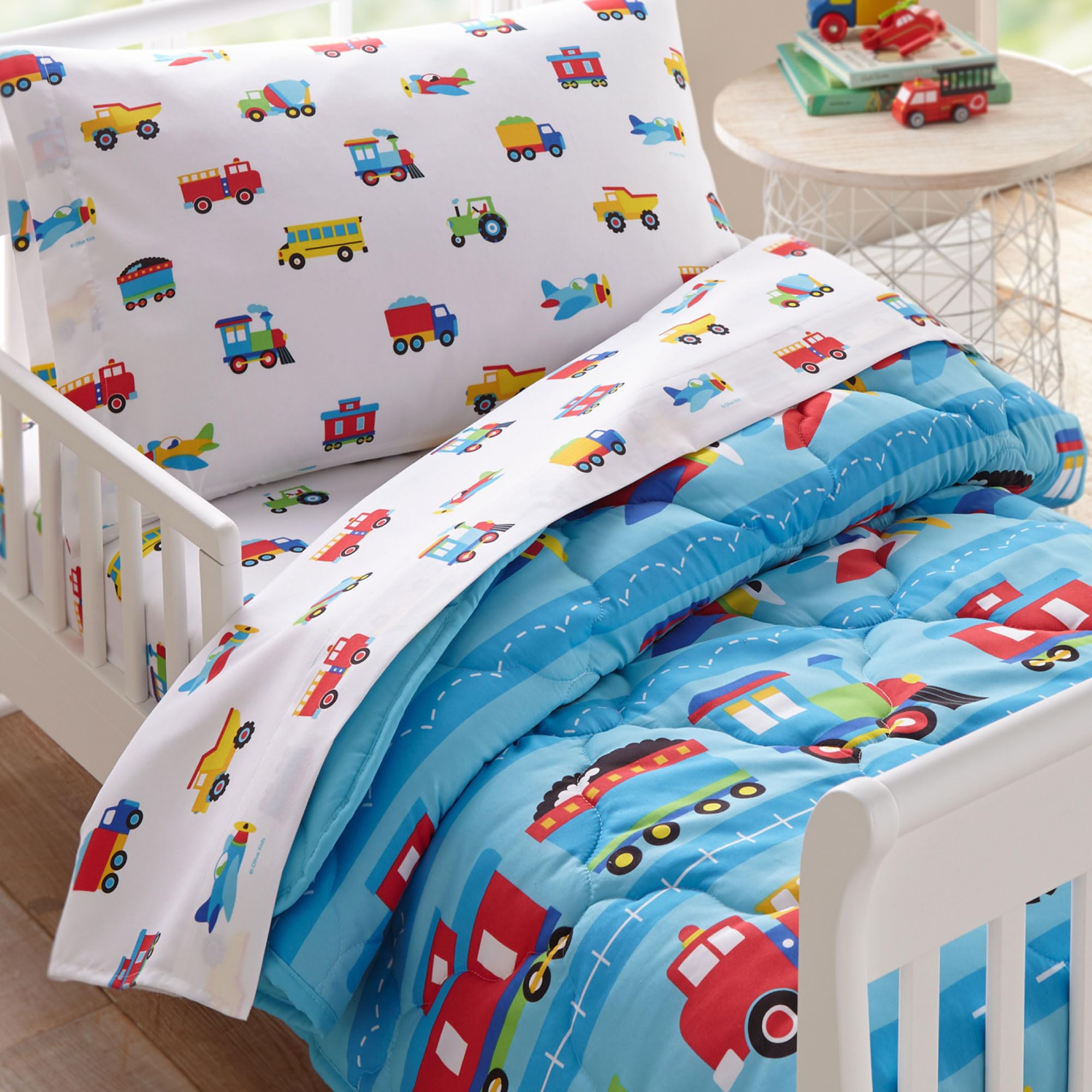 Literie tout-petit trains camions avions drap couette enfant