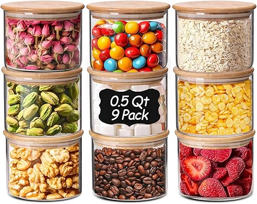 Miniatura 10 de Comsaf - Juego de 3 tarros herméticos para almacenamiento de alimentos a granel, sin BPA, de vidrio de alto borosilicato, con tapa de bambú,
