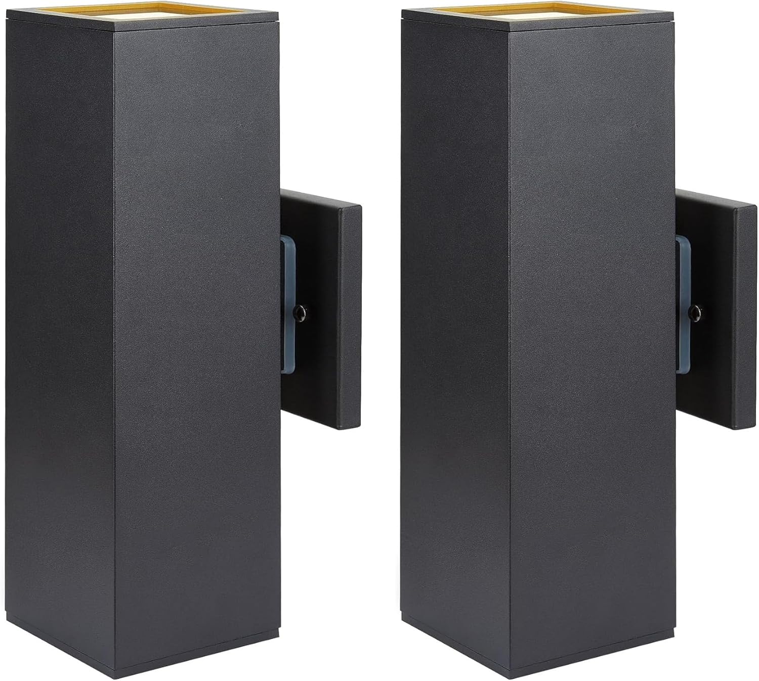 Dusk to Dawn Outdoor Wall Lights, Aluminum Classic Outdoor Wall Sconce, Anti-Rust Waterproof Square Cylinder Wall Lantern Exterior Up Down Light Fixtures Matte Black [UL Listed] 2Pack