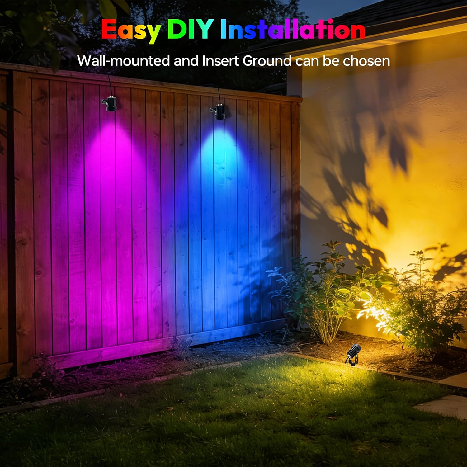 4Pack RGBW Low Voltage Landscape Lighting12V RGBW Spotlight,Color Changing Outdoor Ground Light Waterproof Well Lights with Connectors Color Changing Pahtway Light for Garden Yard Patio