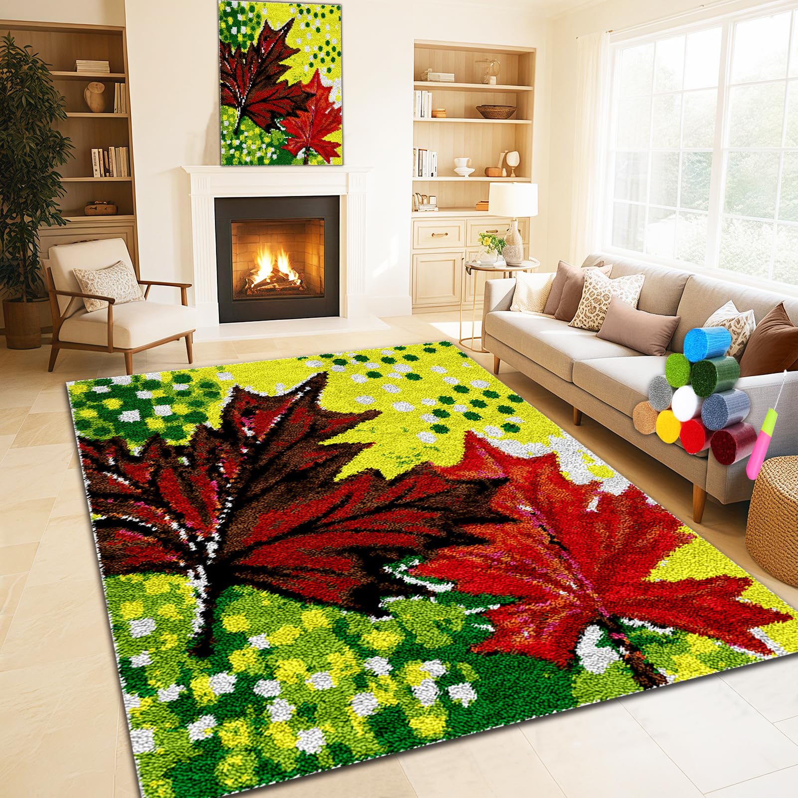 69 x 102 cm zestaw dywaników z haczykami zestawy dywaników zestaw do haftu krzyżykowego dla dorosłych zestawy dywaników z haczykiem zatrzaskowym, zatrzask dywan do robienia gobelinów 3D gobelin