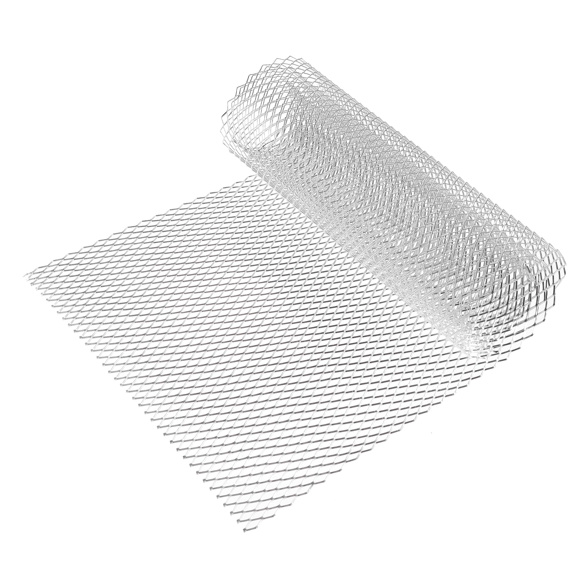 Car Grill Mesh, 40"x13" 16x8mm Rhombic Hole Car Pickup Truck Grille Mesh Sheet Air Intake Insert Universal for Car Multifunctional Aluminum Alloy Silver Tone